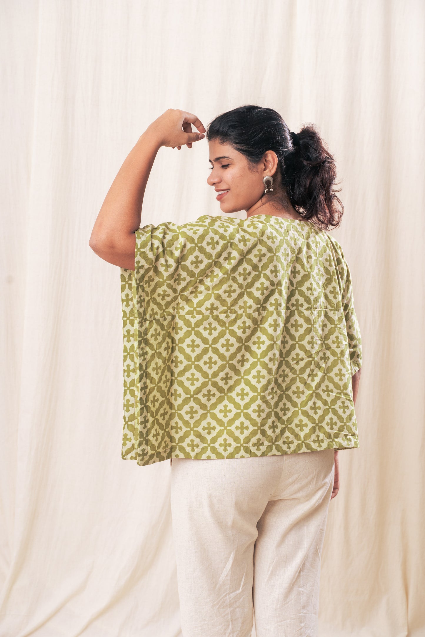 Green Dabu Kaftan Top