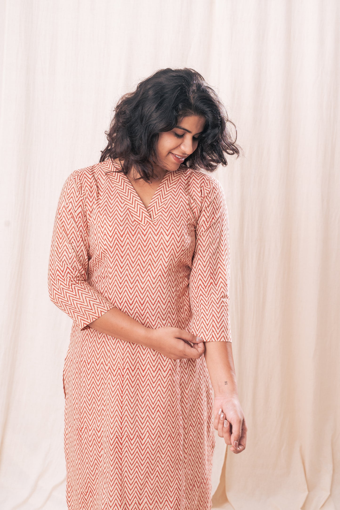 Zig Zag Straight Kurta Set