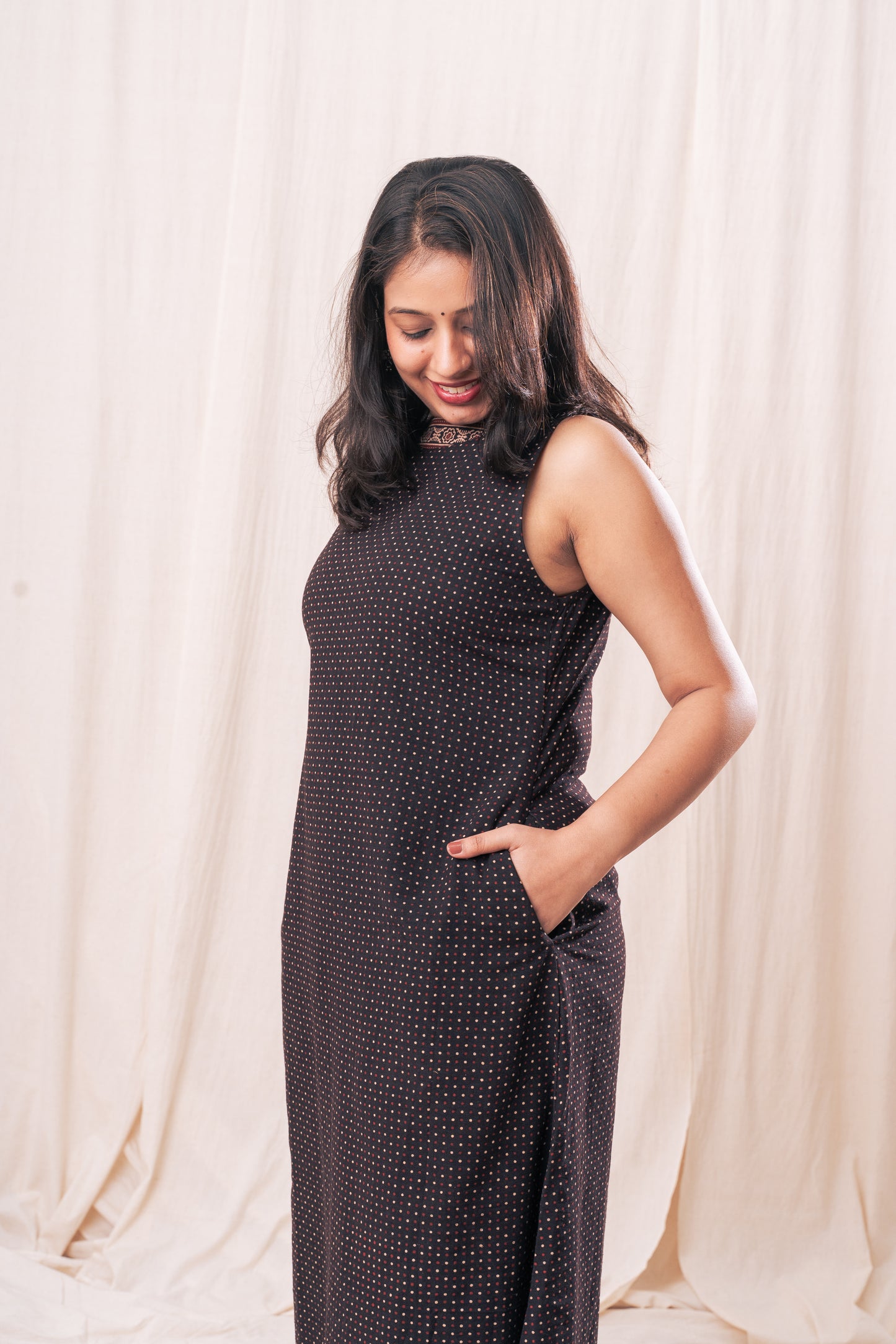 Ajrakh Polka Incut Kurta