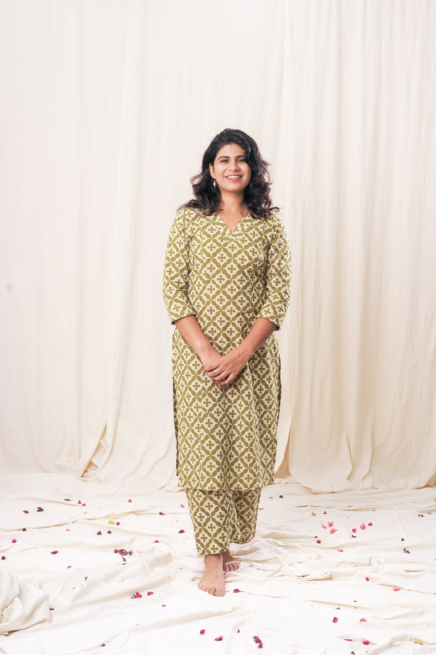 Green Straight Kurta Set