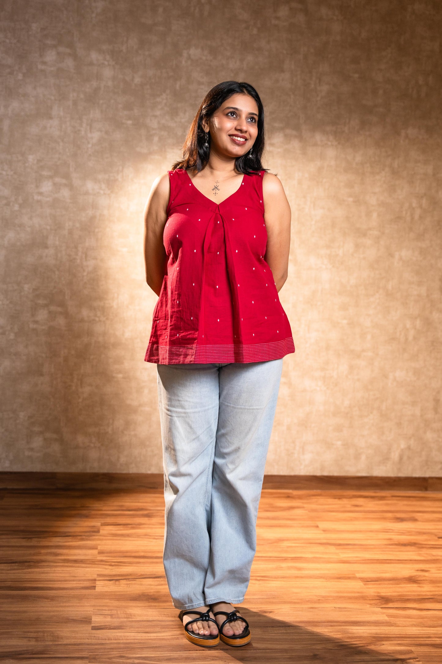 Red Sleevless Tunic