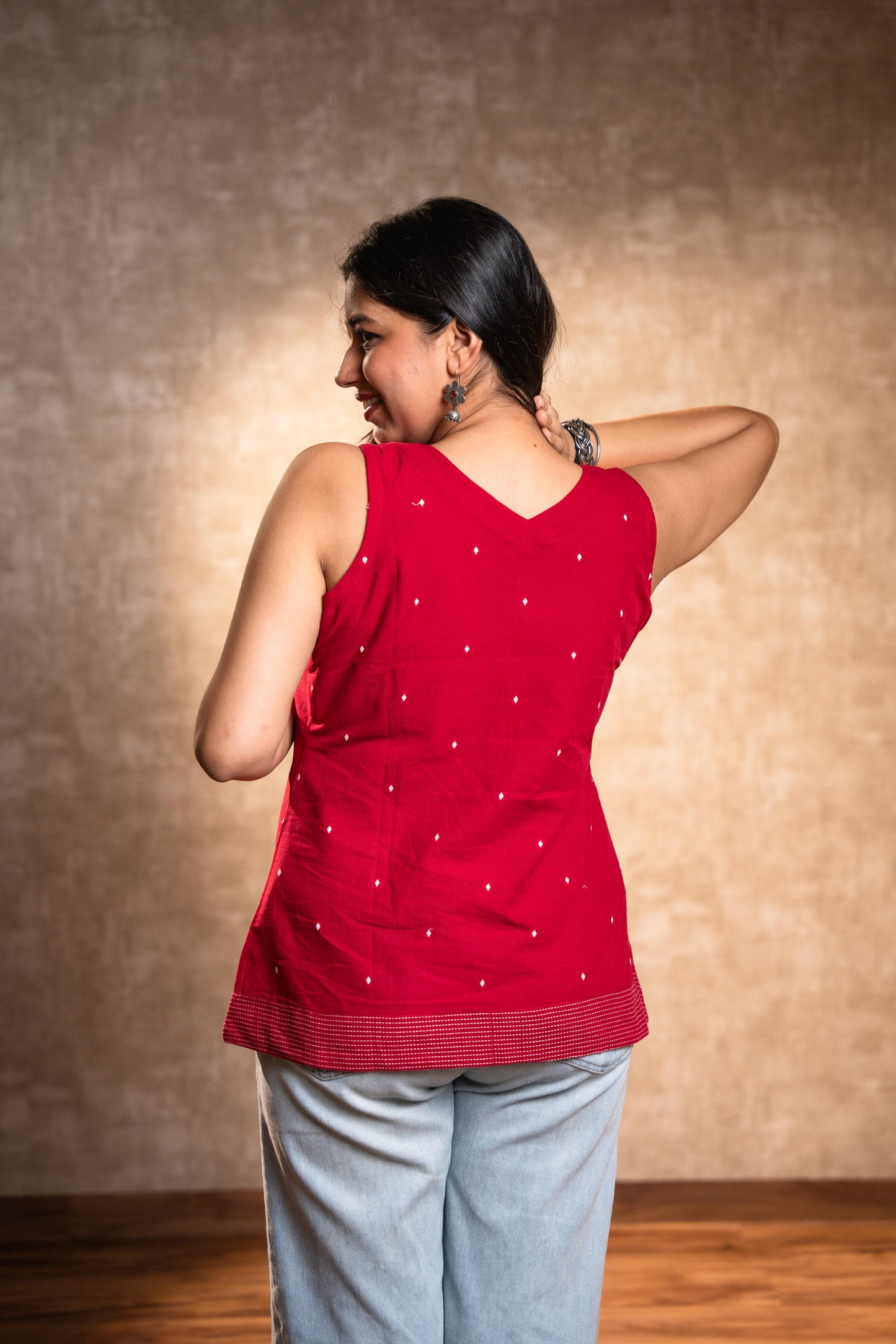 Red Sleevless Tunic