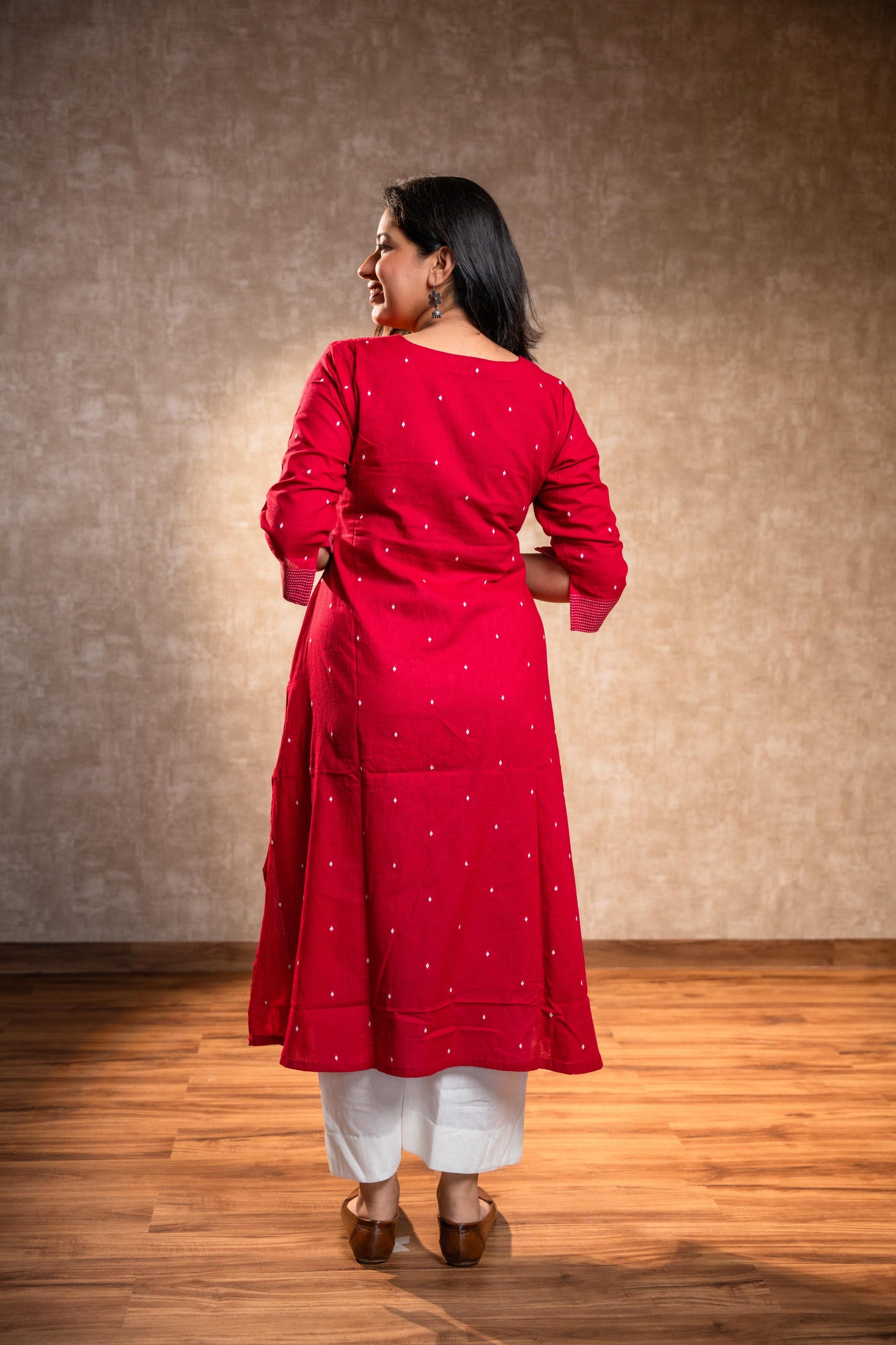 Red Full Sleeves Kurta Set