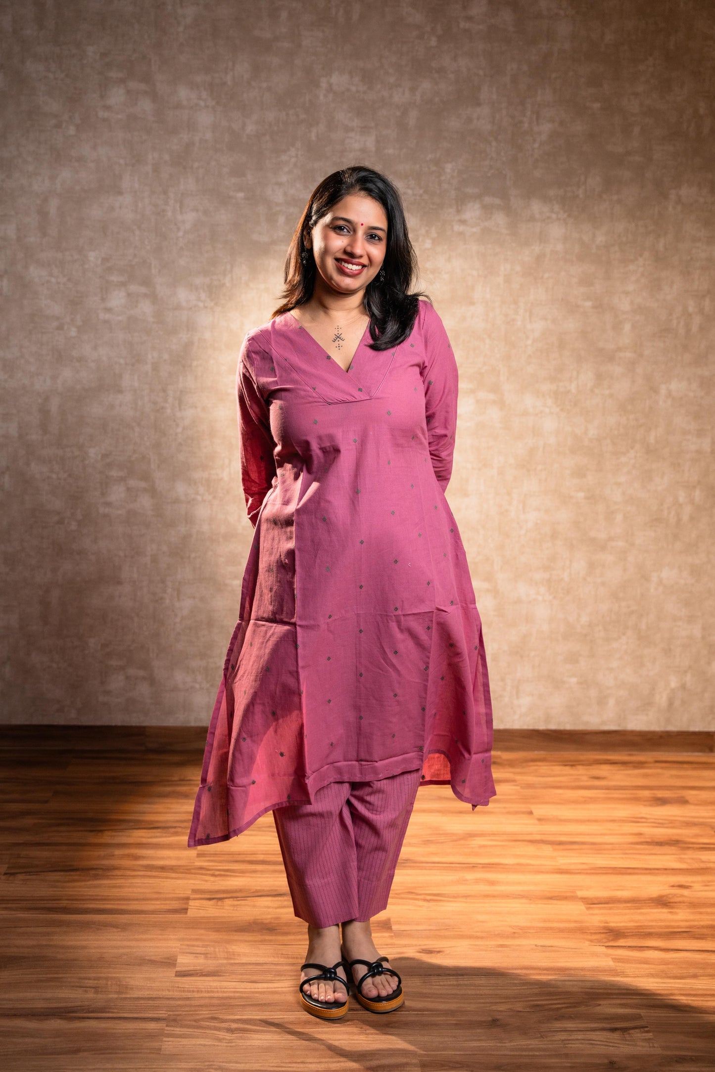 Pink Full Sleeves Kurta Set