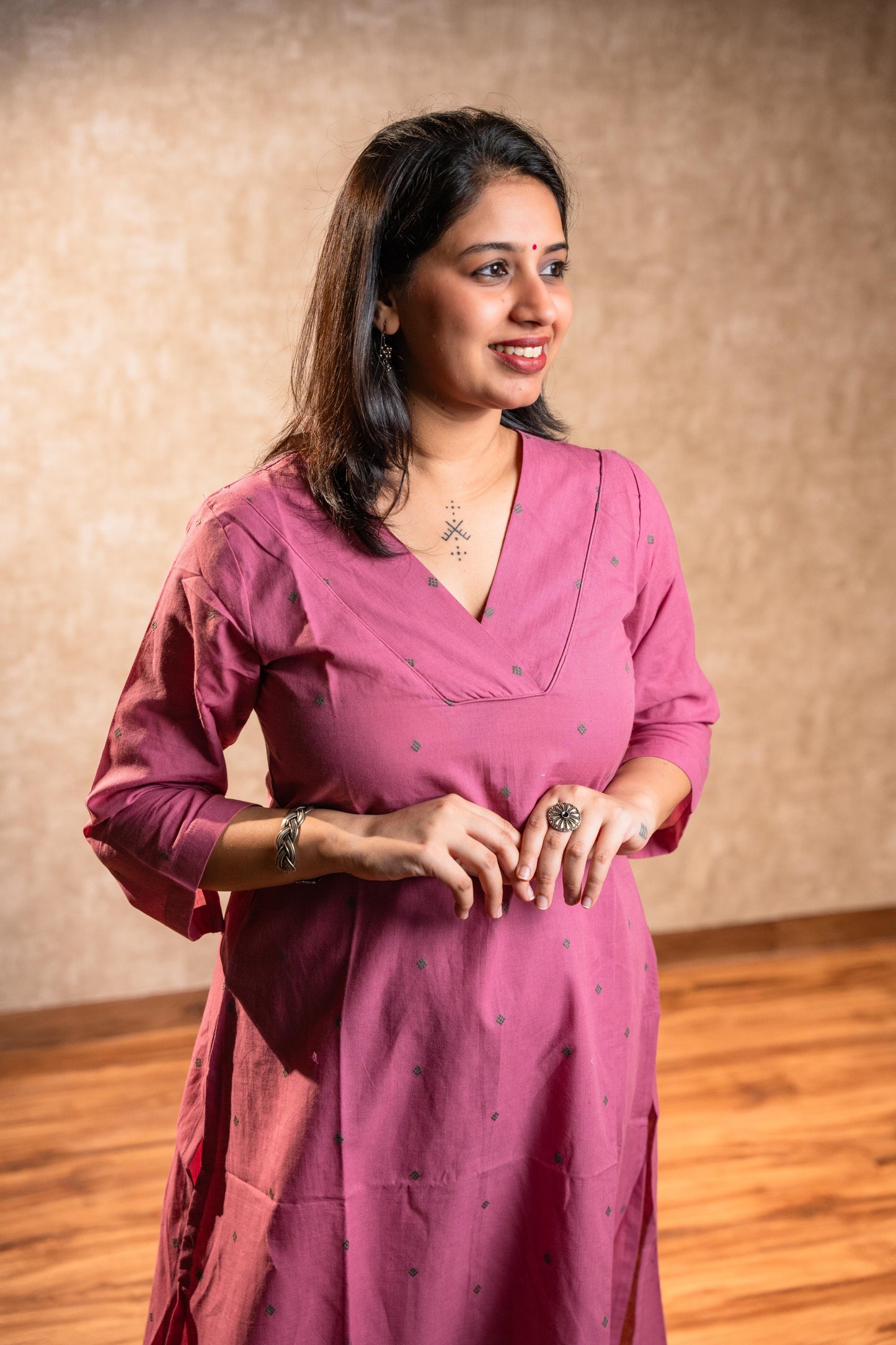 Pink Full Sleeves Kurta Set