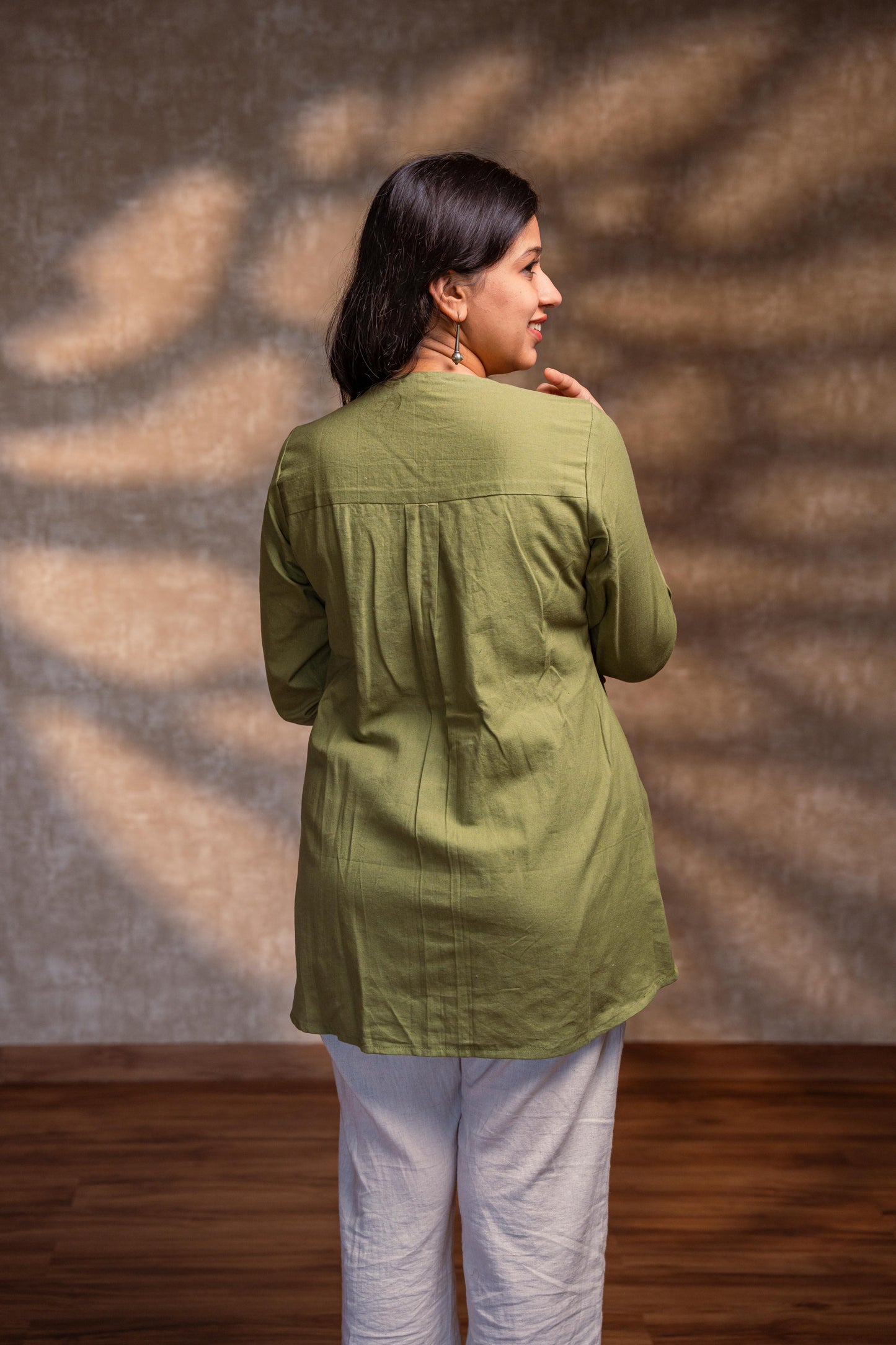 Light Green Front Slit Short Kurta