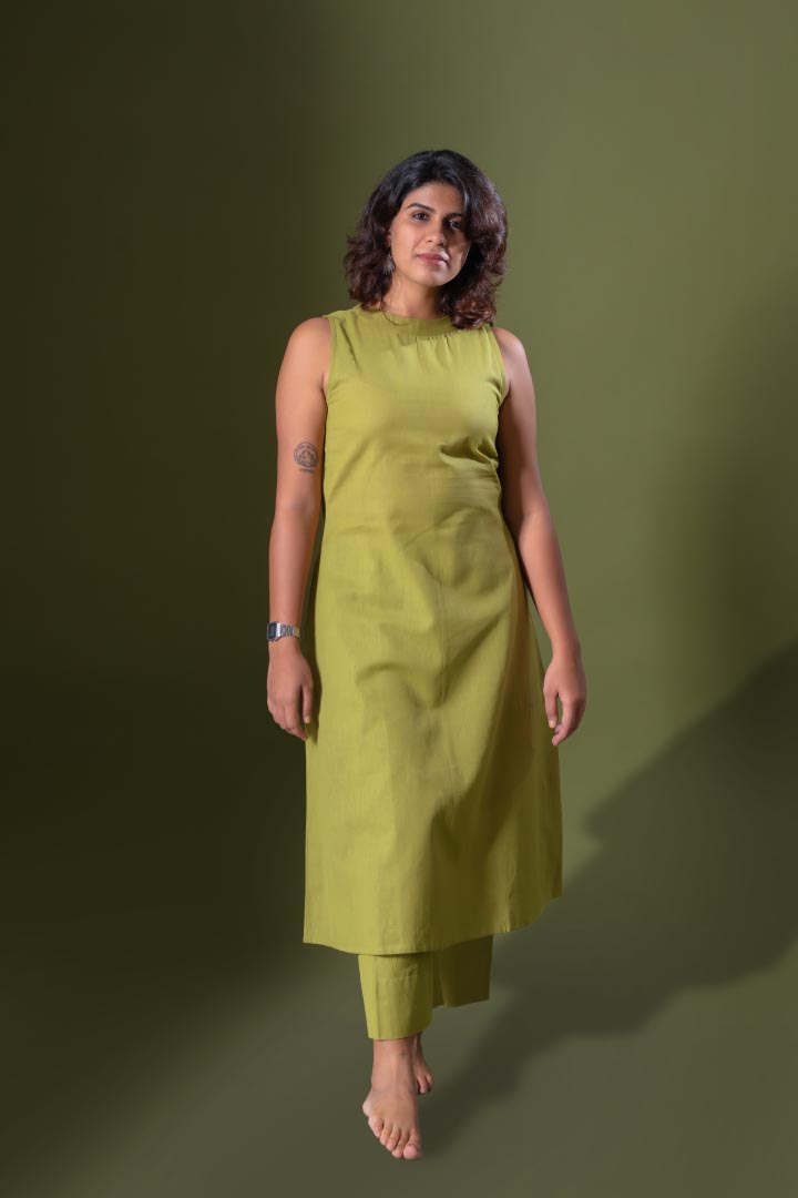 Green Incut Kurta