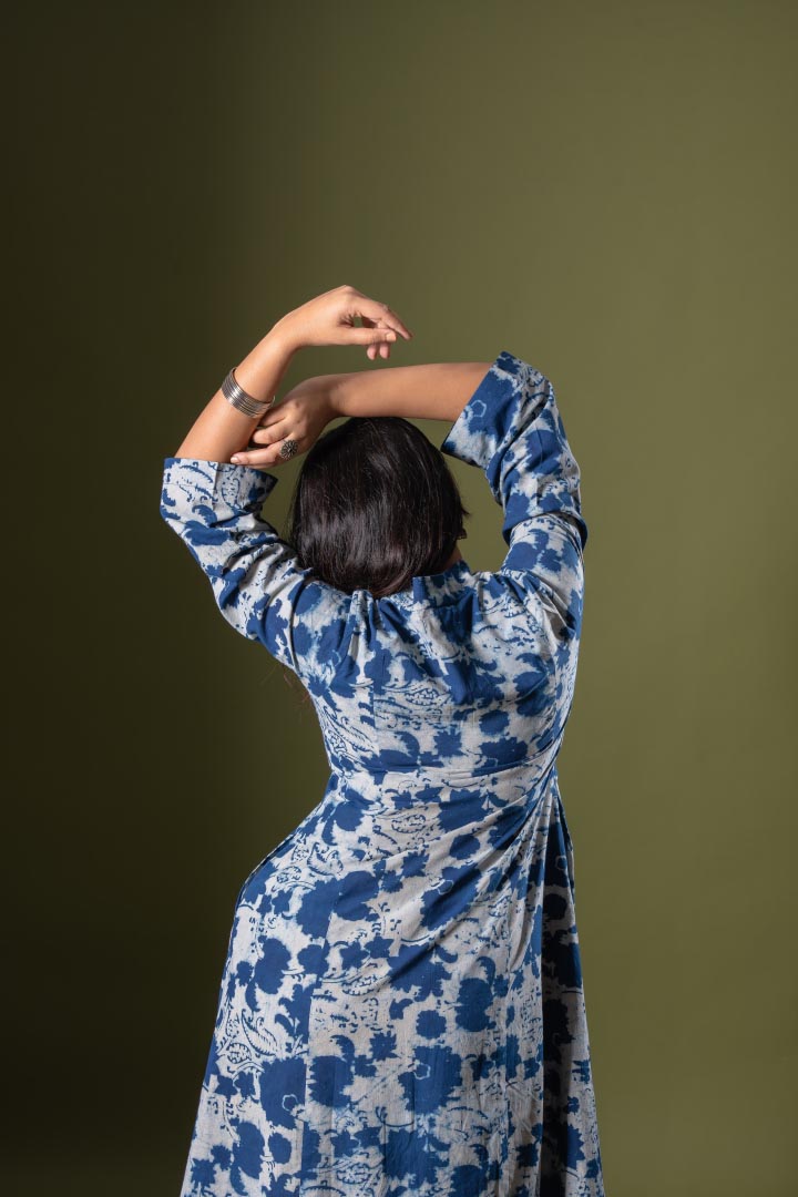 Indigo Blue V neck Kurta