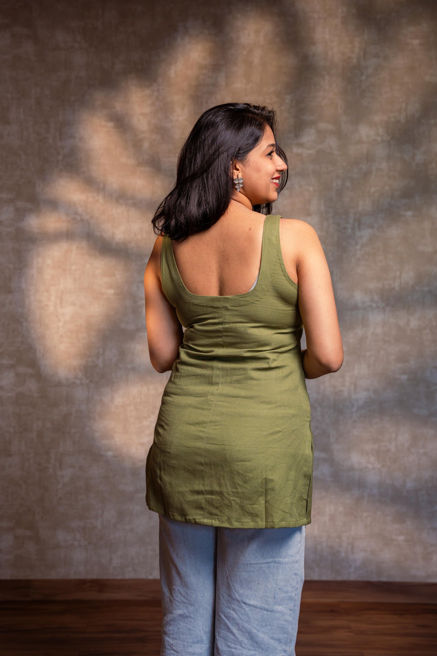 Light Green Sleeveless Short Kurta