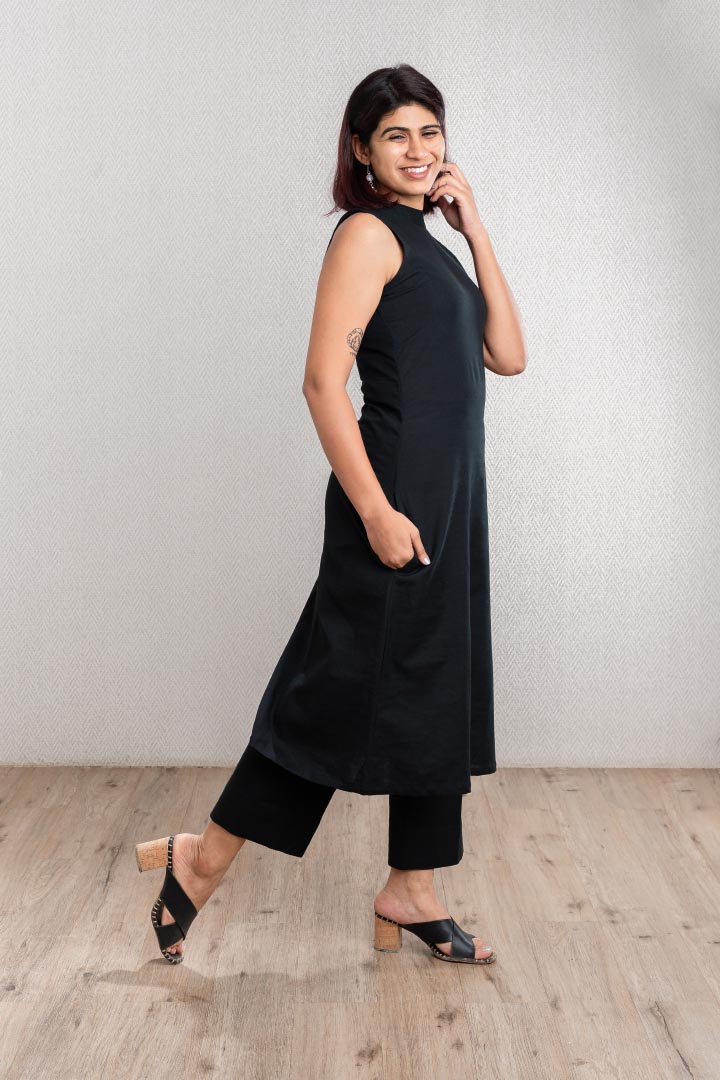 Black Incut Kurta