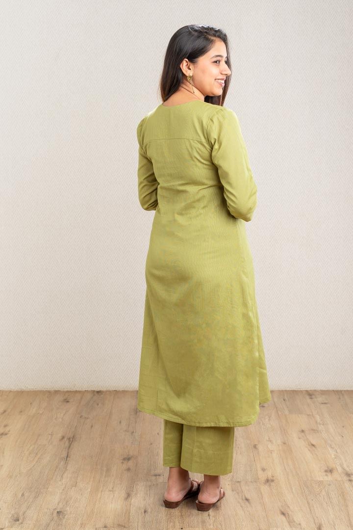Green Panel Kurta