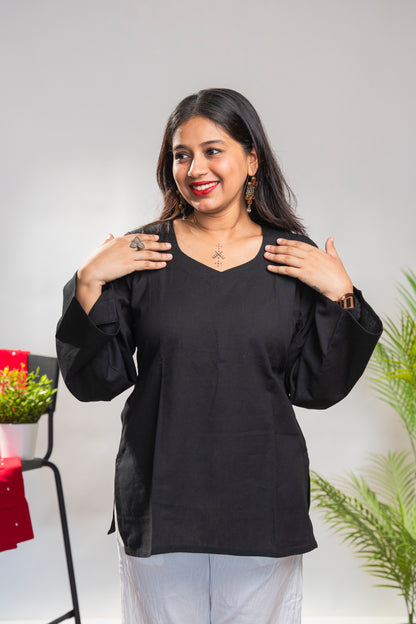 Black Short Kurti with full sleeves