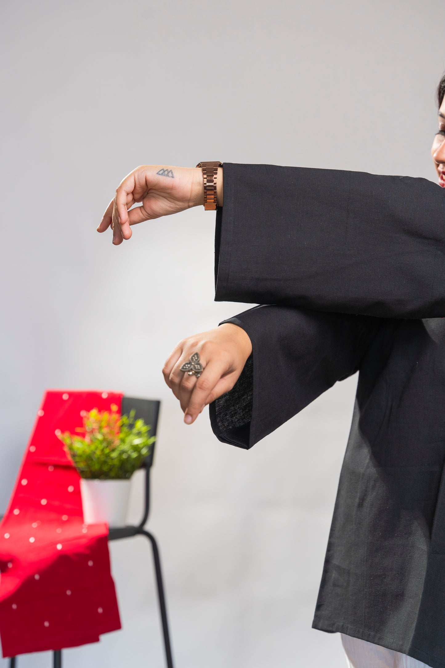 Black Short Kurti with full sleeves