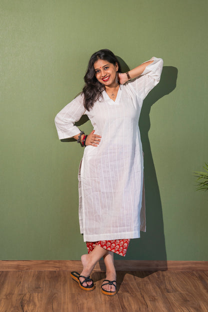 White Straight Kurta