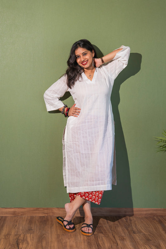 White Straight Kurta