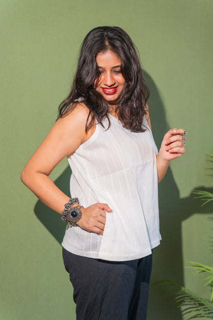White V neck short Kurta