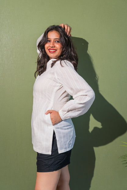 White Full Sleeves Kurta