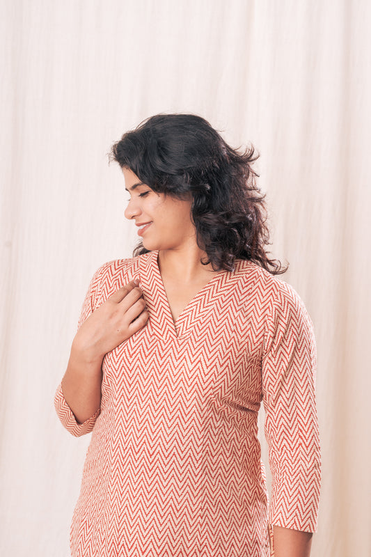 Zig Zag Straight Kurta Set