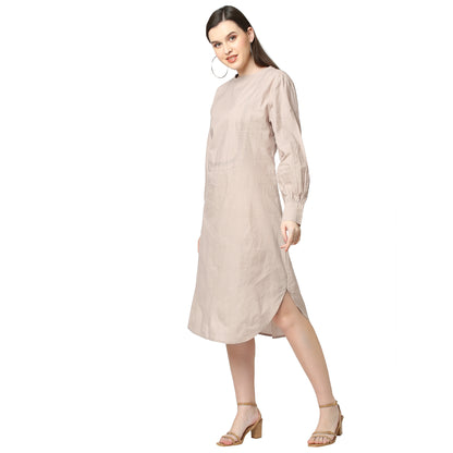 Beige Double Yoke Dress