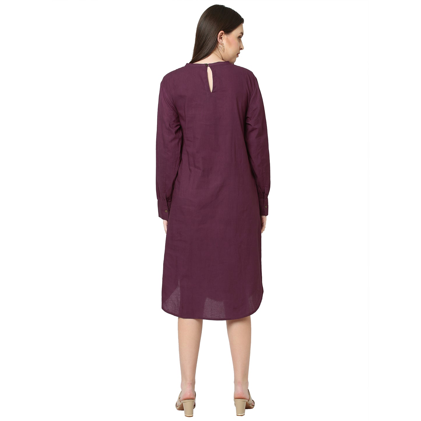 Wine Double Yoke Dress