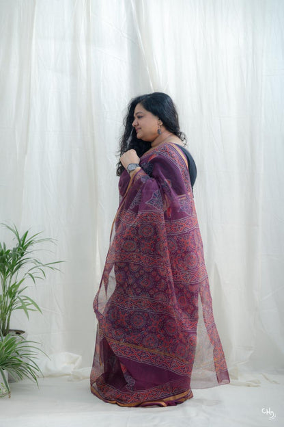 Rich purple kota doria saree
