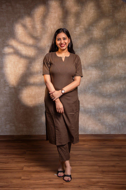 Asha Panel brown Kurta