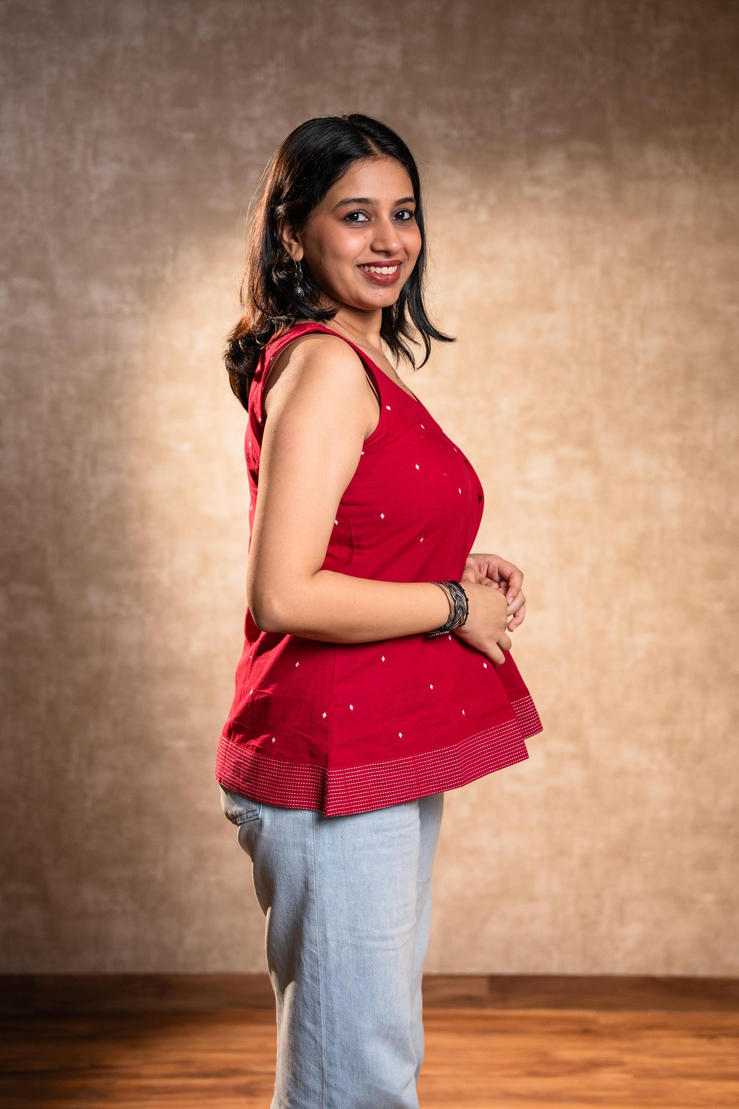Red Sleevless Tunic