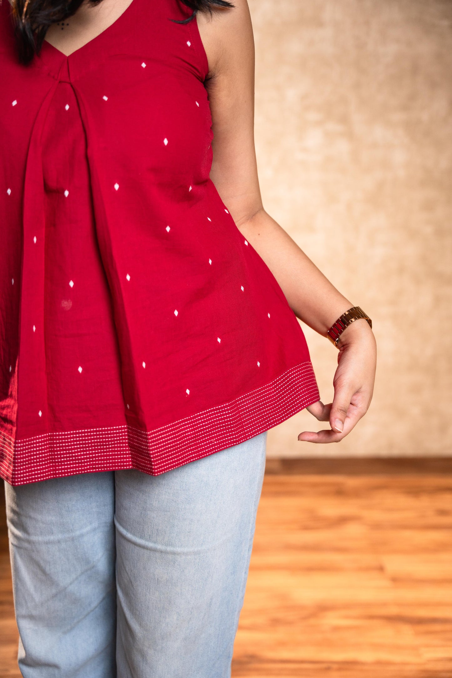 Red Sleevless Tunic