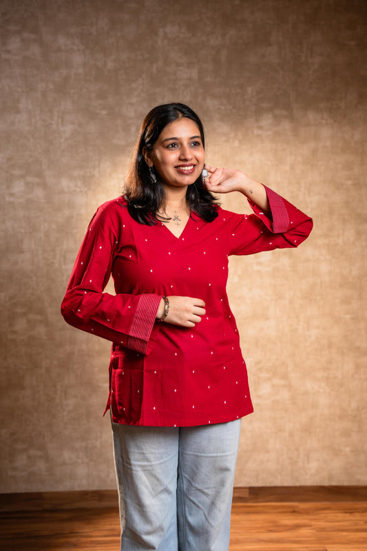 Red Full Sleeves Tunic