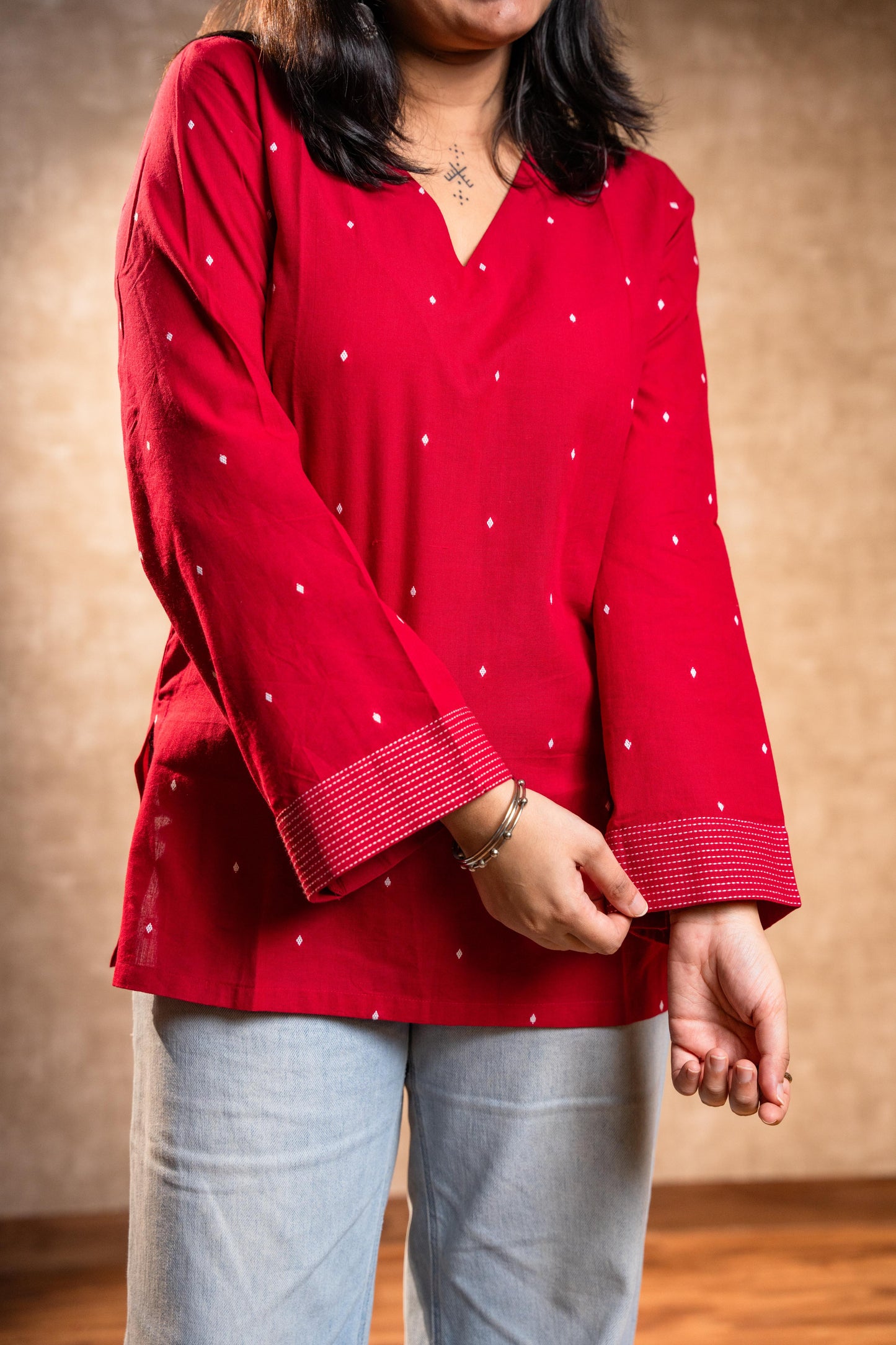 Red Full Sleeves Tunic