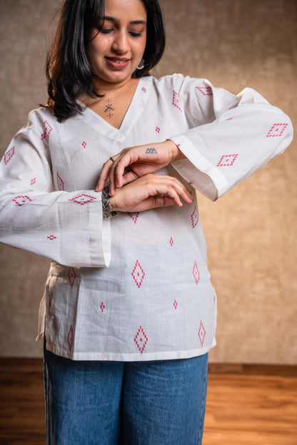 White Full Sleeves Tunic