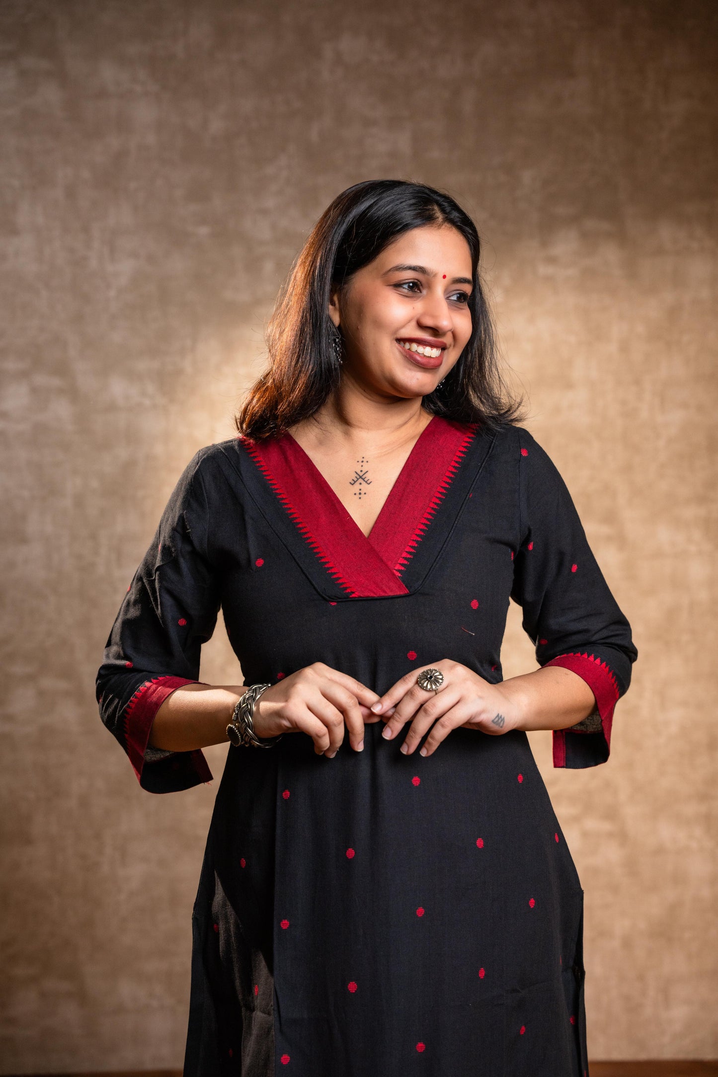 Black Full Sleeves Kurta Set