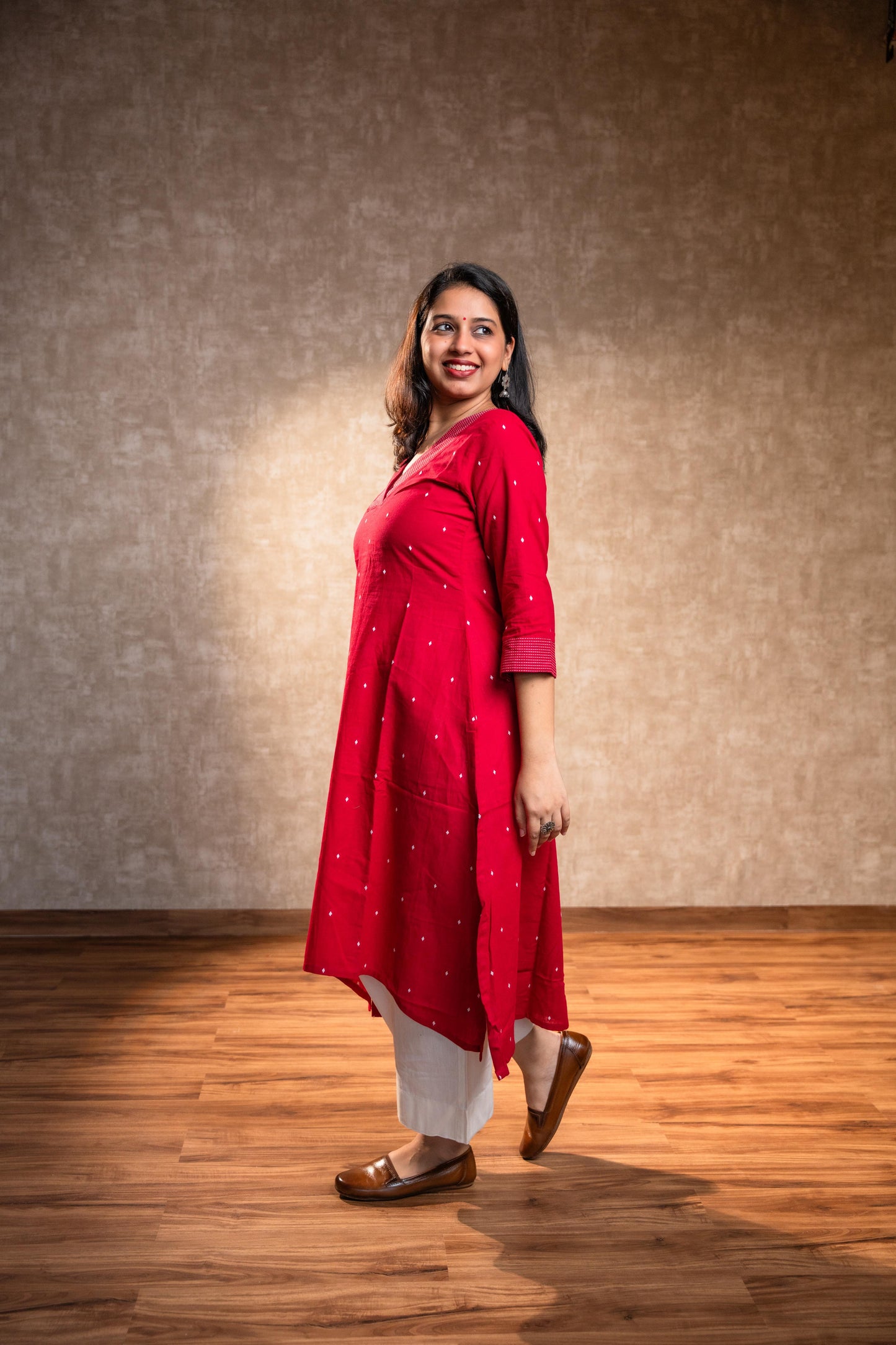Red Full Sleeves Kurta Set