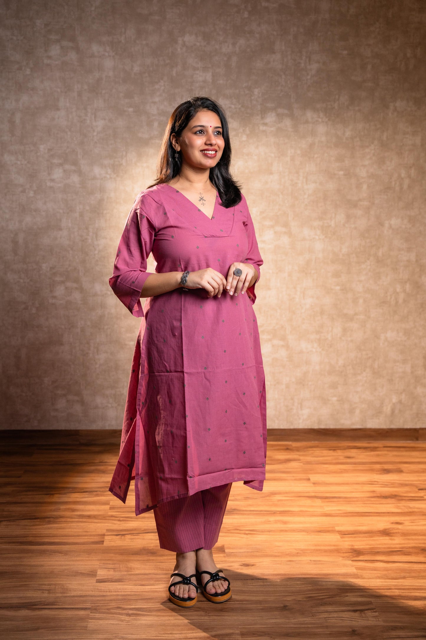 Pink Full Sleeves Kurta Set
