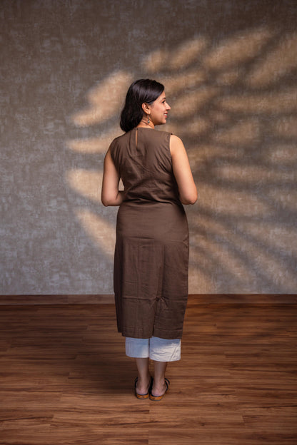 Brown Straight Kurta with Slit