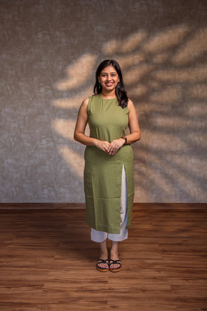 Light Green Straight Kurta with Slit