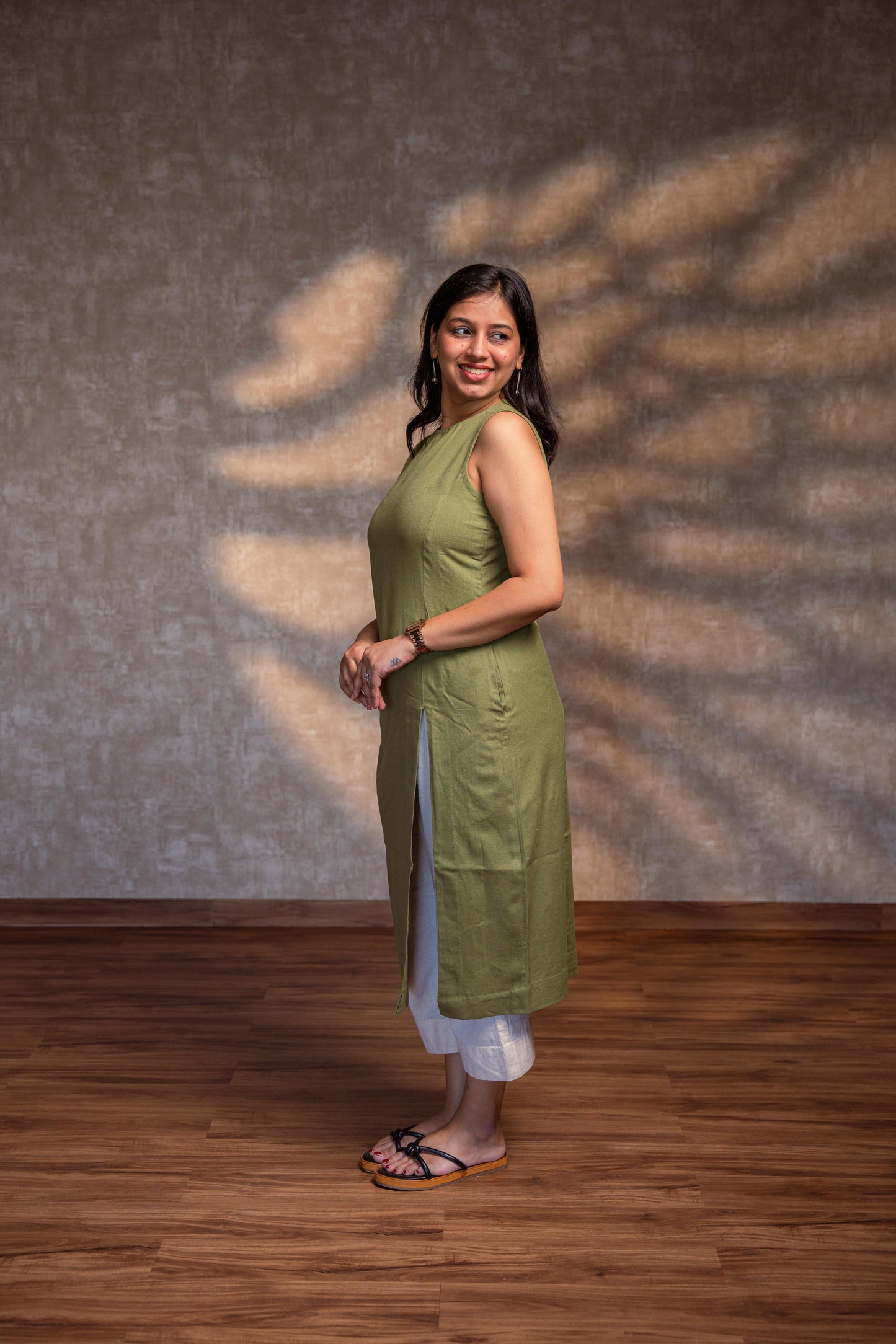 Light Green Straight Kurta with Slit