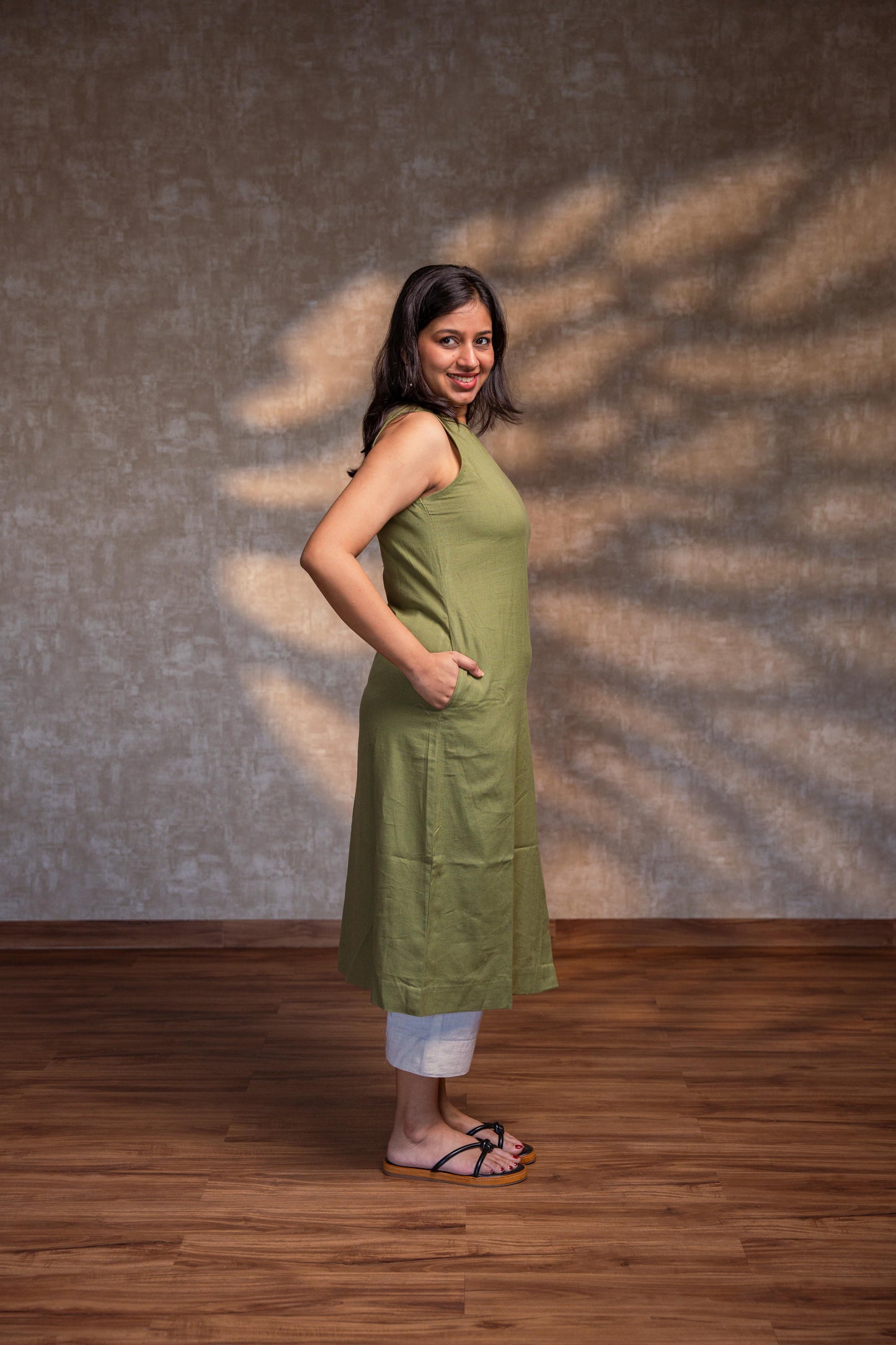 Light Green Straight Kurta with Slit