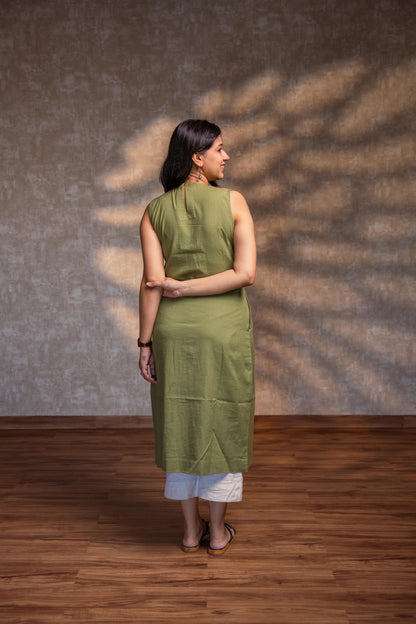 Light Green Straight Kurta with Slit