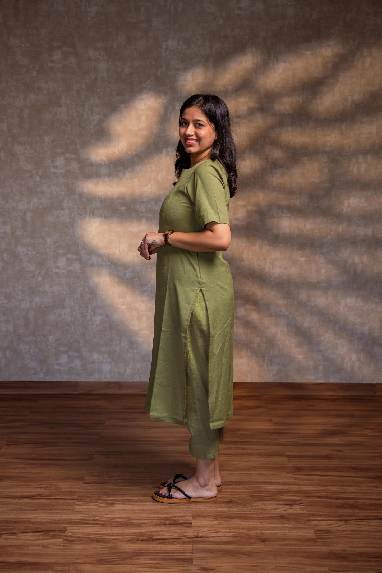Light Green Straight Panel Kurta Set