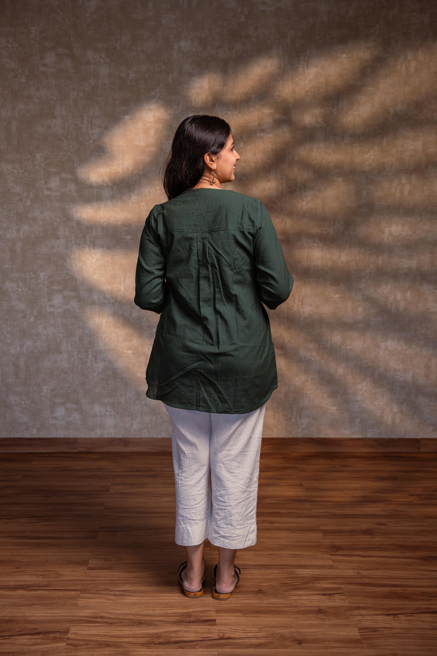 Dark Green Front Slit Short kurta