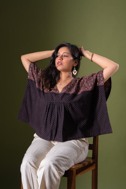 Ajrakh Polka Kaftan top