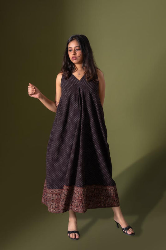 Ajrakh Polka Panel Dress