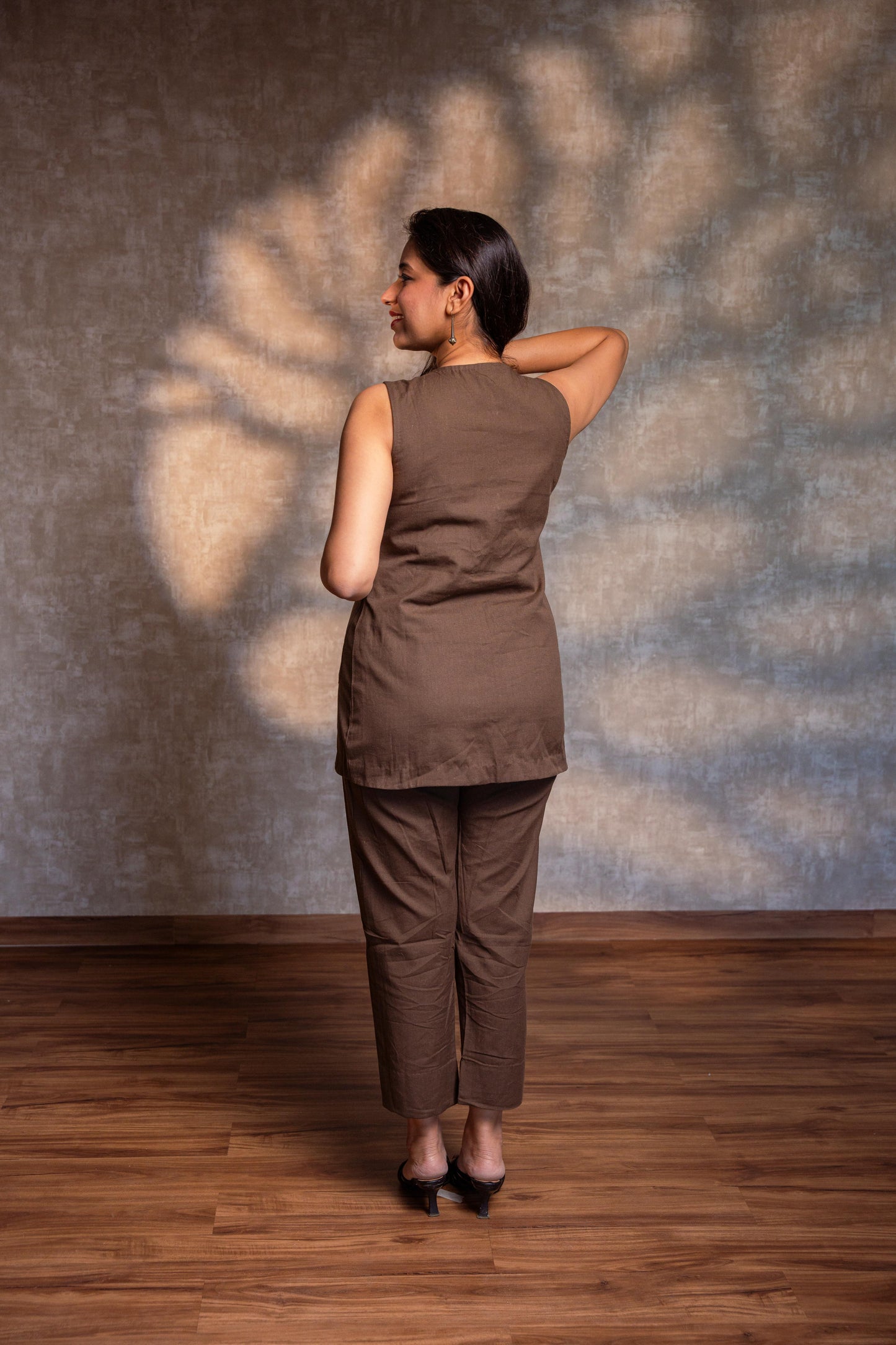 Brown Button Down Top