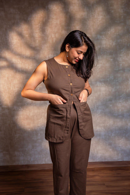 Brown Button Down Top