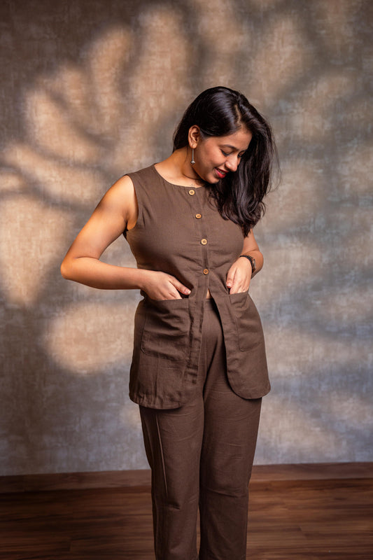 Brown Button Down Top