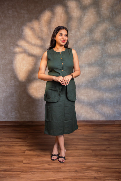 Dark Green Button Down Top