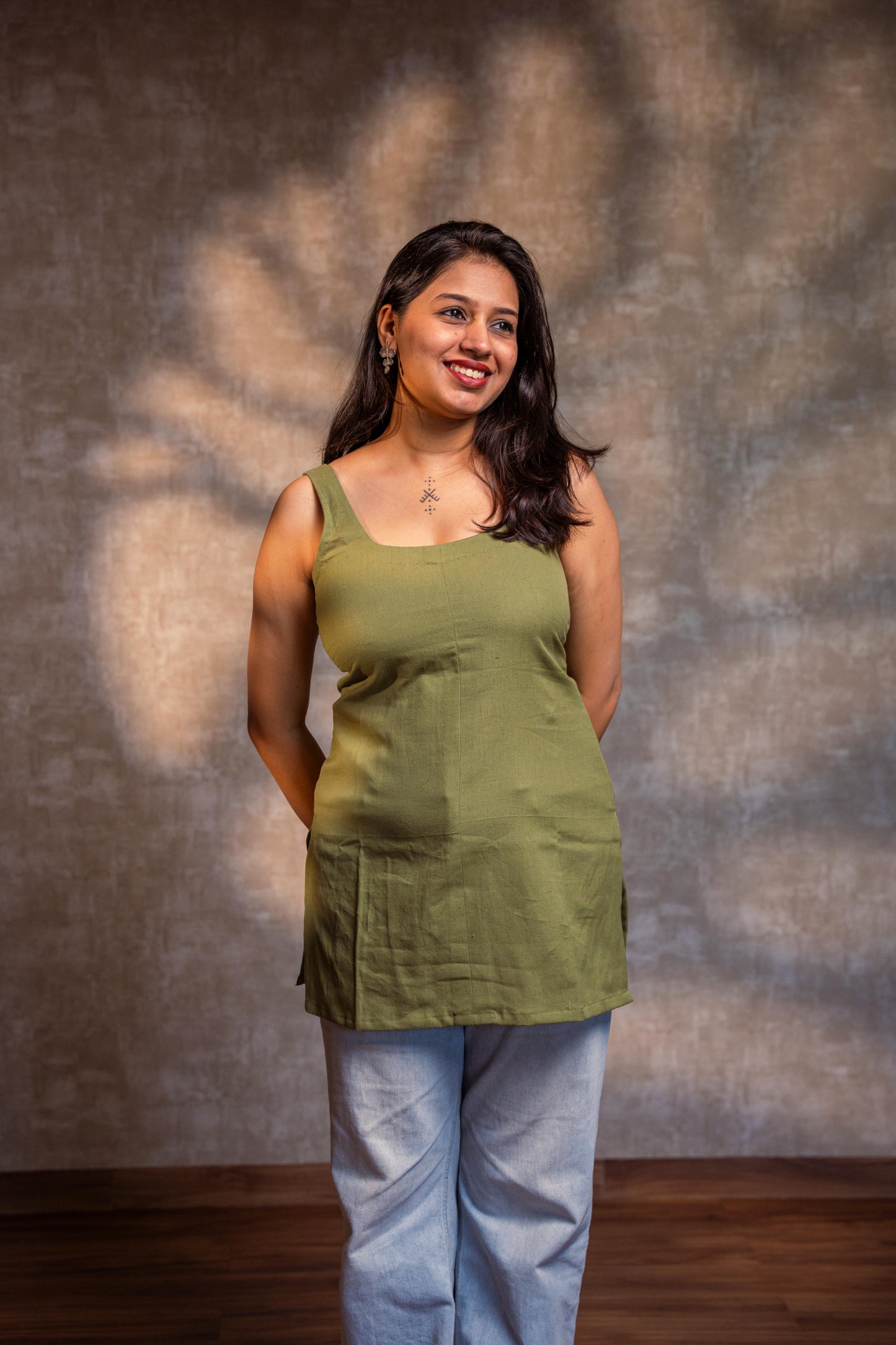 Light Green Sleeveless Short Kurta