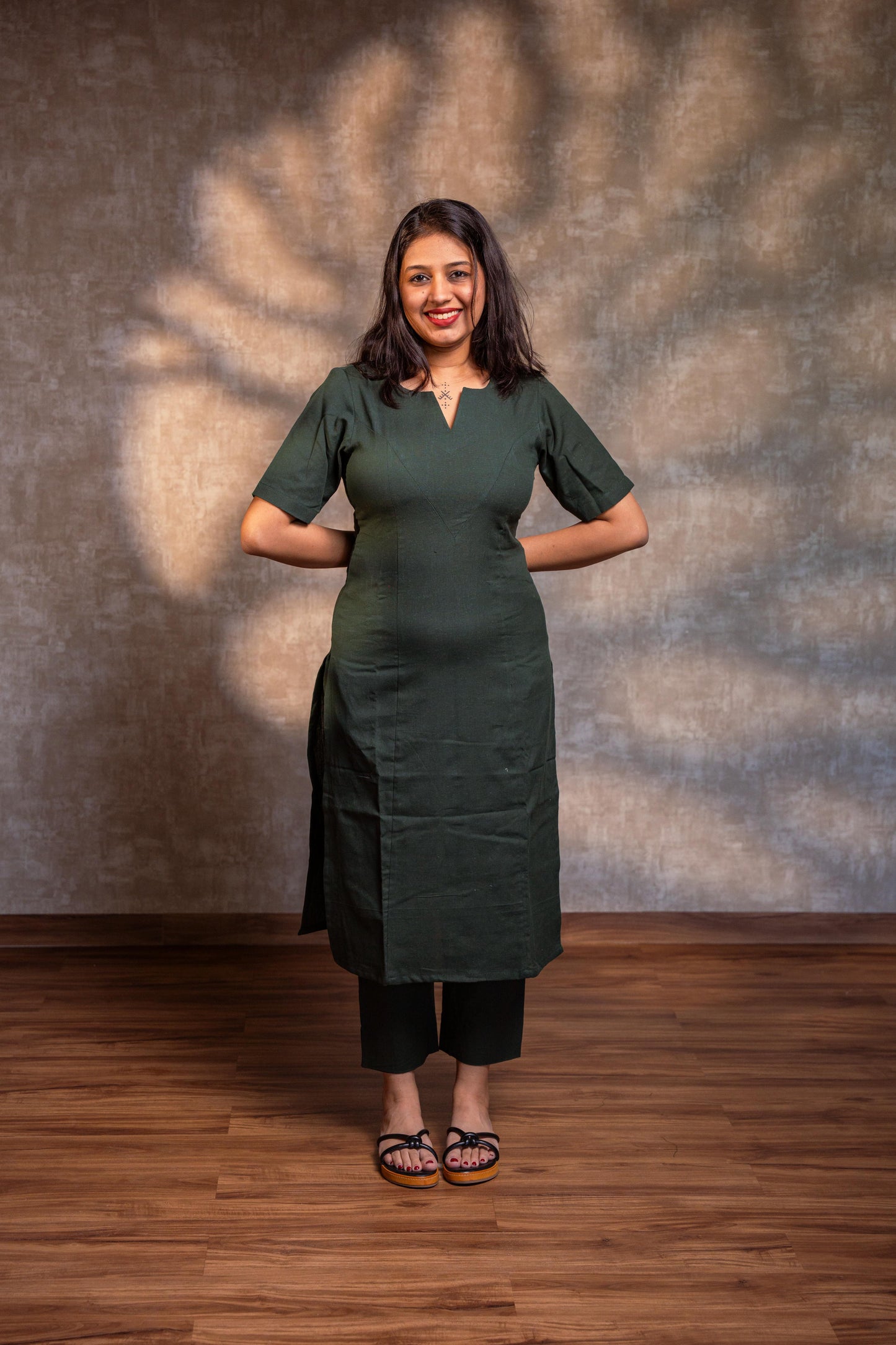 Dark Green Straight Panel Kurta