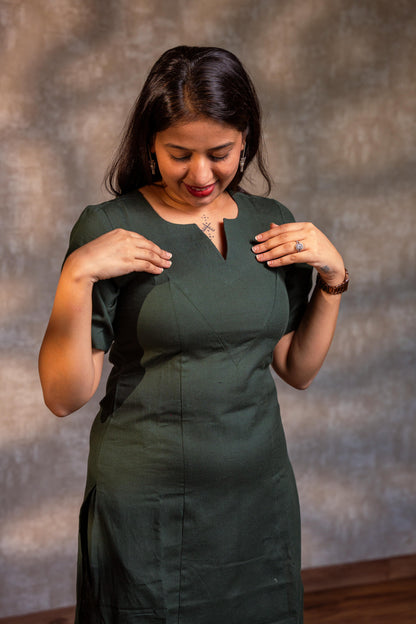 Dark Green Straight Panel Kurta